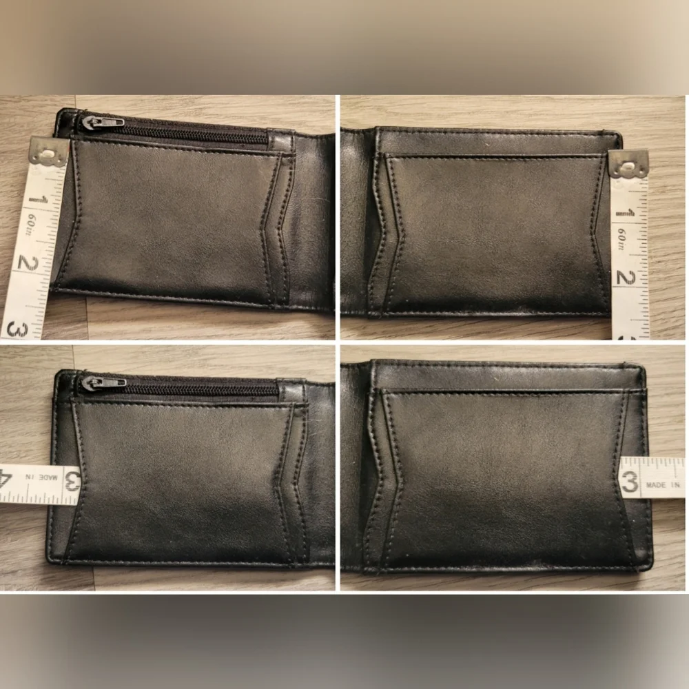 Bulliant Black Leather Slim Zipper Wallet with Card Holdere, 4